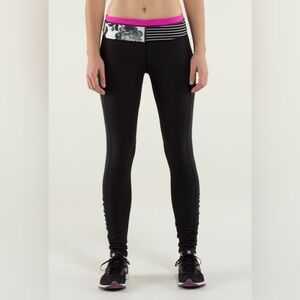 LULULEMON Speed Tight *Brushed Interlock Black Quilt Reflect Ruched Leg pants 8✨